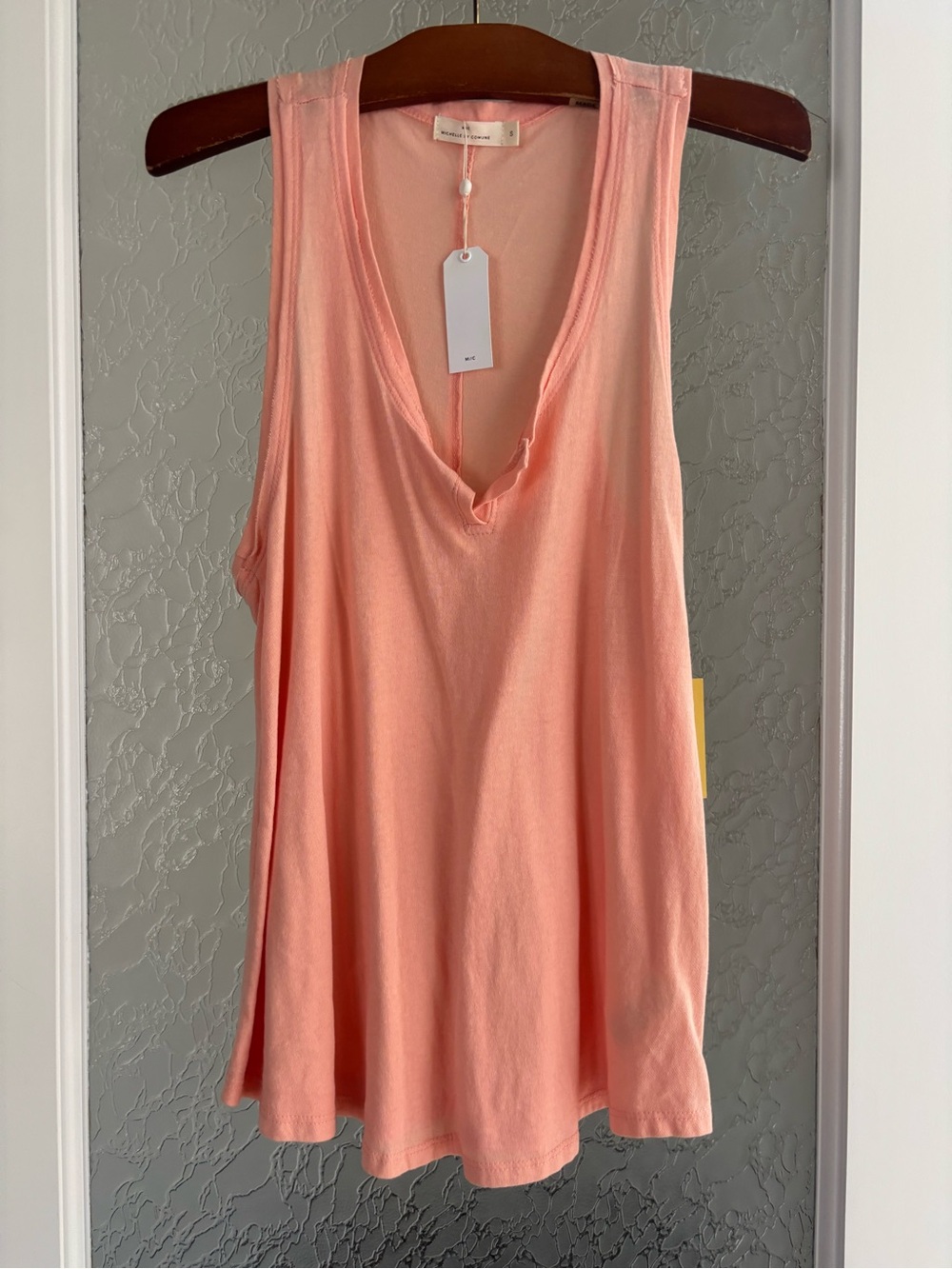 Emma & Michele Peach V-Neck Sleeveless Tank Top